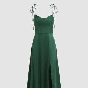 Elegant Green Spaghetti Strap Dress